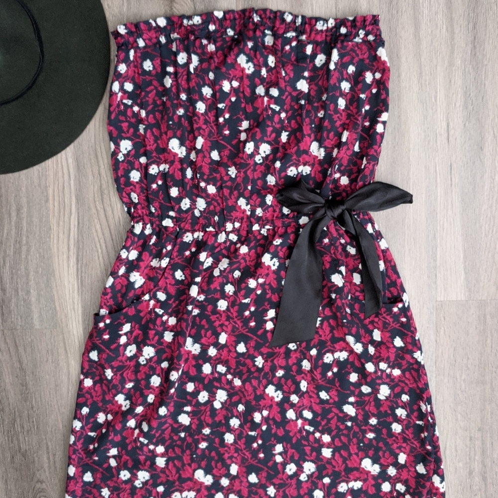 Staring At Stars Strapless Floral Mini Dress L
